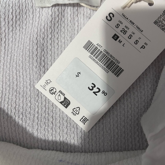 Zara White Ruffled Strapless Top - Picture 2 of 4